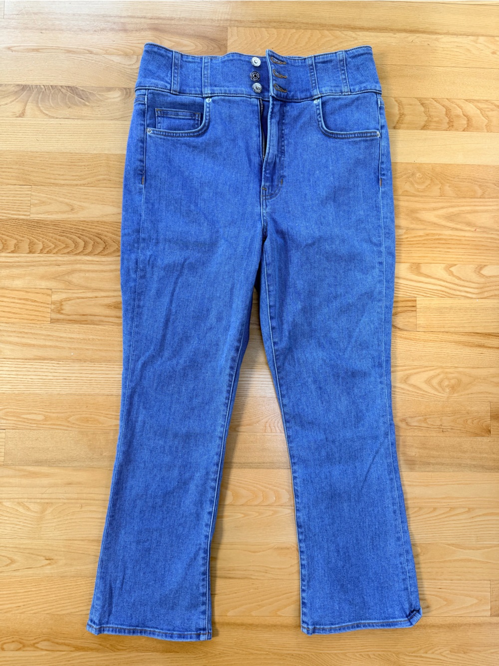 Veronica Beard Royal Blue High-Rise Flare Jeans